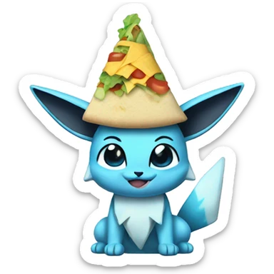 Glaceon eating a taco sticker