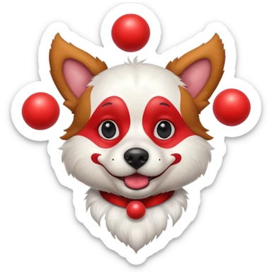 a Circus clown cute dog juggling two metal ball sticker