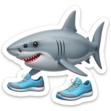 Shark with shoes and three legs sticker