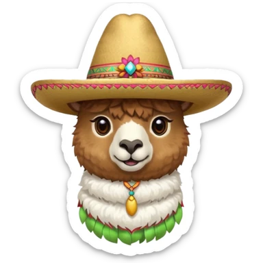 alpaca wearing sombrero sticker