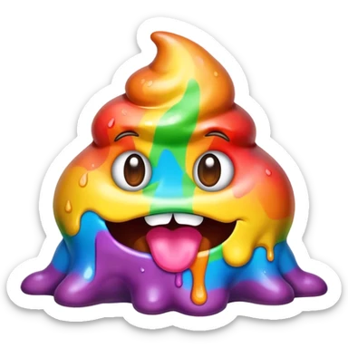 melted rainbow poop emoji monster sticker