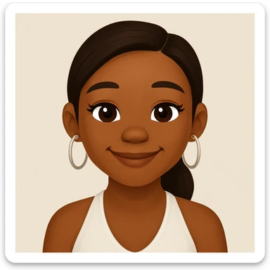 turn the second man in emoji style of the 1st image, match the facial features and match dressing style of the 2nd image, she is wearing white tank top lose sticker