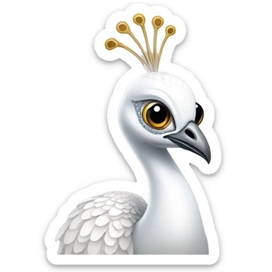 White peacock with a bow sticker