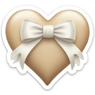 beige heart with white bow sticker