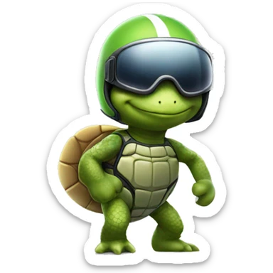 turtle racer wearing helmet and taking like an f1 pose sticker