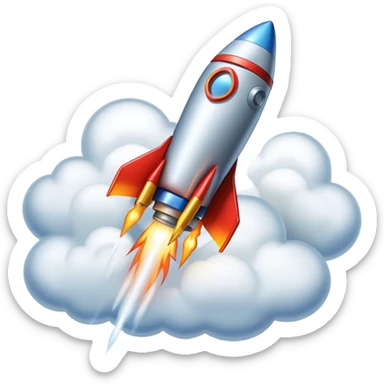 Rocket in clouds sticker