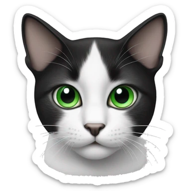 Black and white cat with Green eyes sticker