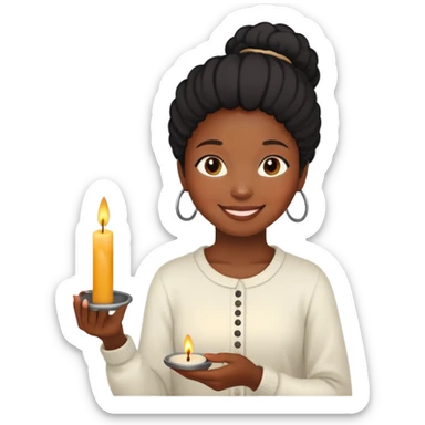Black girl lighting candle and relaxing sticker
