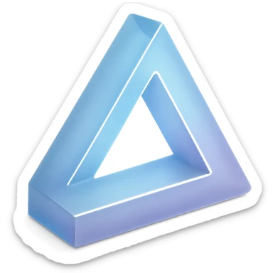 glass Penrose triangle, stylized, with blue and purple glass hues sticker