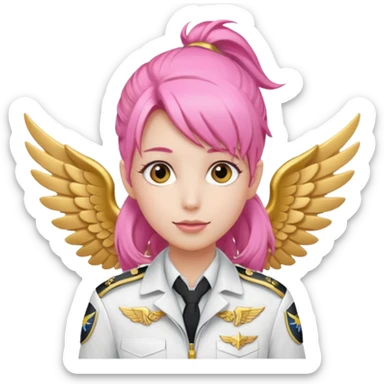 Commander Bloom – pink ponytail pilot in white uniform and gold wings sticker
