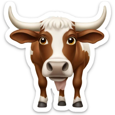 Brown longhorn cow sticker