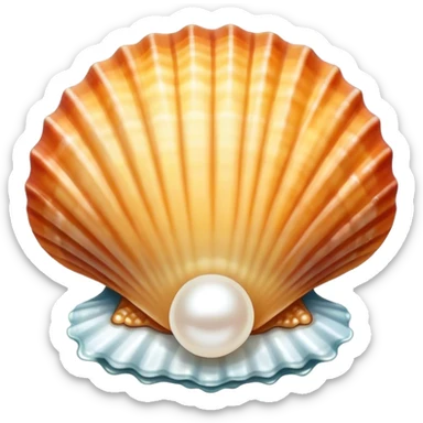 Sea shell with pearl sticker