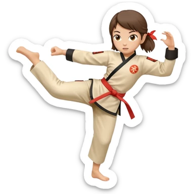 Silhouette of a kicking girl (martial arts) sticker