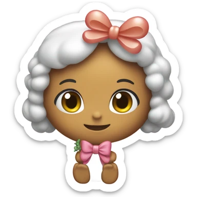 Sanrio character with a bow holding a chibi shrimp with a bow sticker