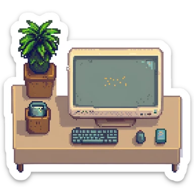 Sleepy desktop computer
 sticker