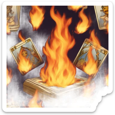 tarot cards in fire sticker