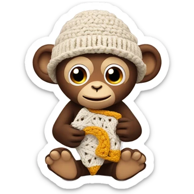 monkey doing crochet sticker