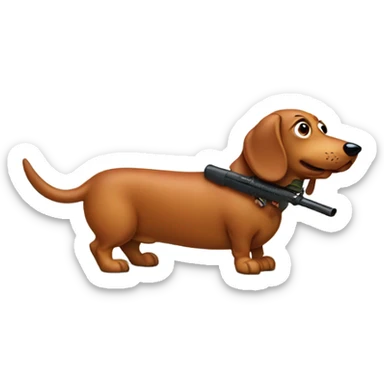 Funny weenier dog with shot gun sticker