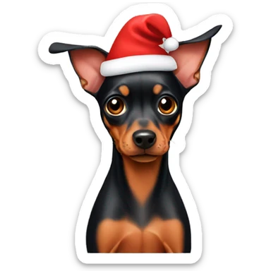 Pinscher with santa hat sticker