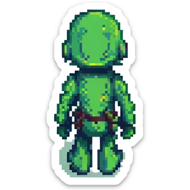Convert the image to a green pixel art silhouette, keeping the original pose and proportions exactly, with no extra effects or details. sticker