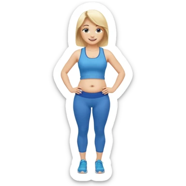 Woman blonde hair tank top blue leggings rounder belly holding a pump  sticker