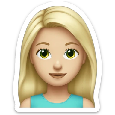 cute blonde green eyes caucasian daughter blue top sticker