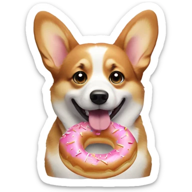 Corgi dog with donut  sticker