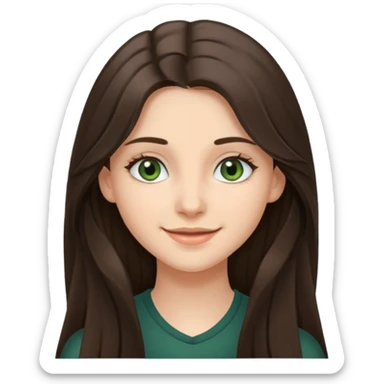 Девушка, шатенка с длинами волосами, лет 18 с серо зелёными глазами по темнее sticker