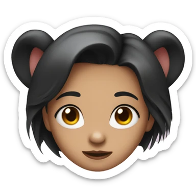 Girl with dark hair and rat sticker