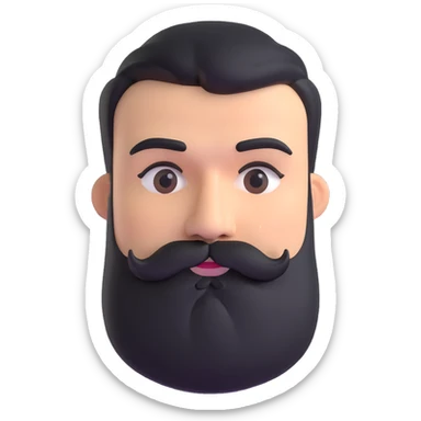 man with thick beard, mustache, and unibrow eyebrows that connect in the middle sticker