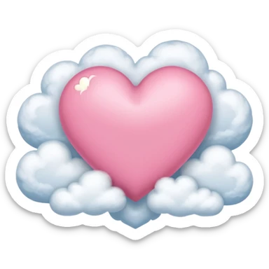 pink heart with clouds around it sticker