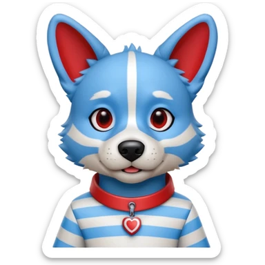 blue dog with red stripes fursuiter sticker