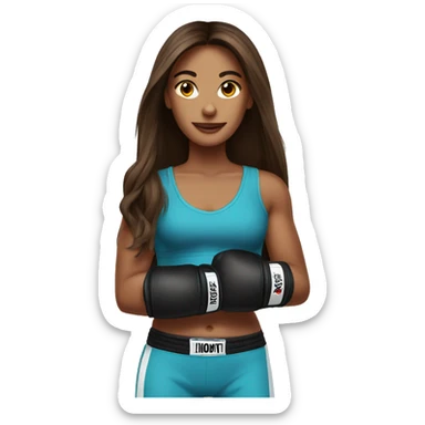 à beatiful long hair brunette with boxer gloves sticker