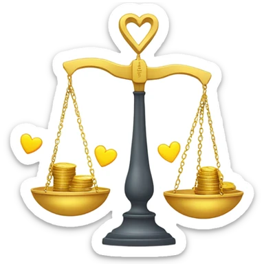 Scales between love and money sticker