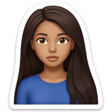 Aaliyah with long dark brown hair sticker