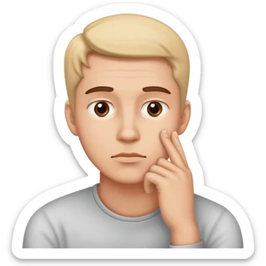 person thinking deeply with hand on chin sticker