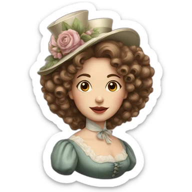 A lady of Victorian era with curly hair sticker