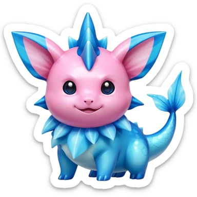 Shiny colorful Vaporeon-Clefairy-Pokémon-hybrid-creature sticker