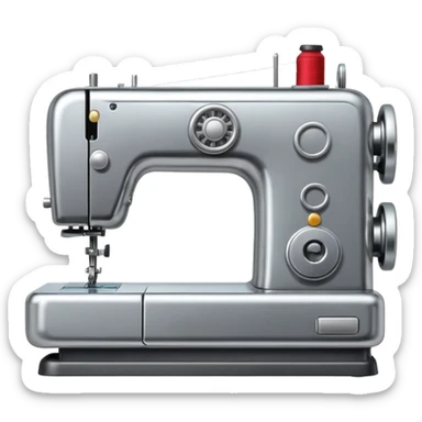 a simple sewing machine with a key icon, polished look sticker