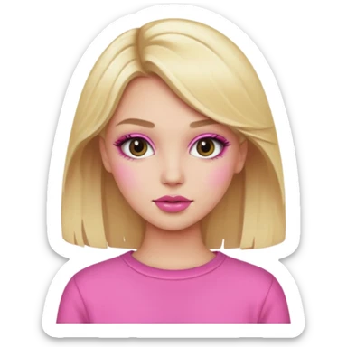 blonde girl, pink clothes, trendy heavy makeup sticker