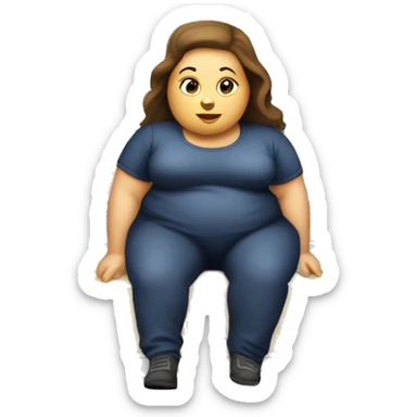 Extremely chubby woman sitting in the truck bed of a 2006 sliverado  sticker