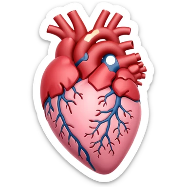 Anatomical heart, soft pink color from reference, light, iOS emoji style sticker