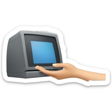 Woman Tipping Hand with computer sticker