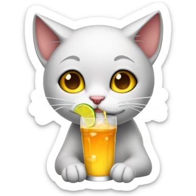 Crying cat with a drink sticker