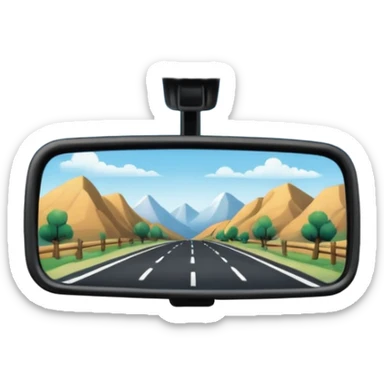 Full scenery in the rearview mirror of a truck sticker