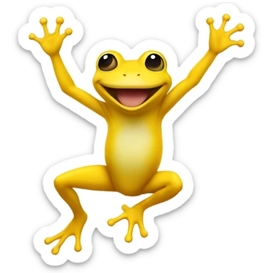 yellow frog jumping for joy sticker