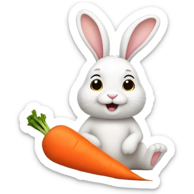 full body bunny eating a carrot  sticker