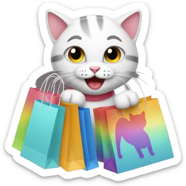 happy gay cat with shopping bags sticker