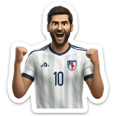 I'm honing a description of Arda Güler's goal celebration, noting his right hand on his chest and his left hand raised, mirroring the specified gesture. This aligns perfectly with known details. sticker