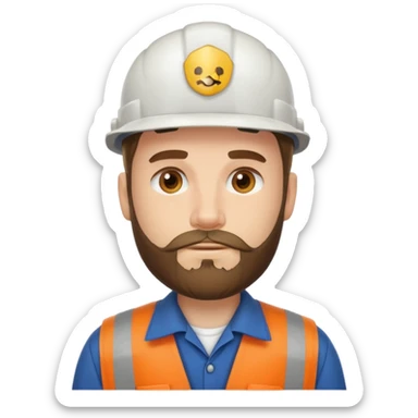 white men with beard wear worker's uniform sticker